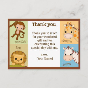 Monkey Oerwoud Baby shower Dank je wel MJS #150 Bedankkaart