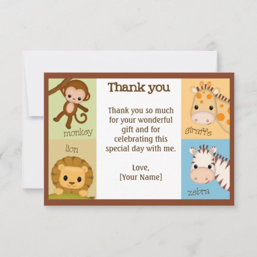 Monkey Oerwoud Baby shower Dank je wel MJS #150 Bedankkaart (Voorkant)