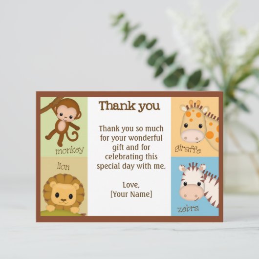 Monkey Oerwoud Baby shower Dank je wel MJS #150 Bedankkaart (Staand voorkant)