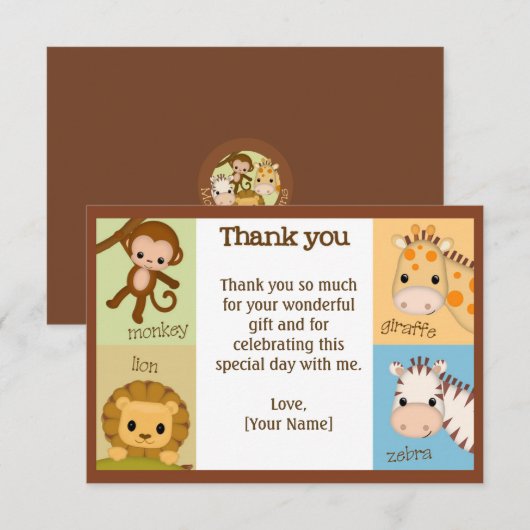 Monkey Oerwoud Baby shower Dank je wel MJS #150 Bedankkaart (Voorkant / Achterkant)