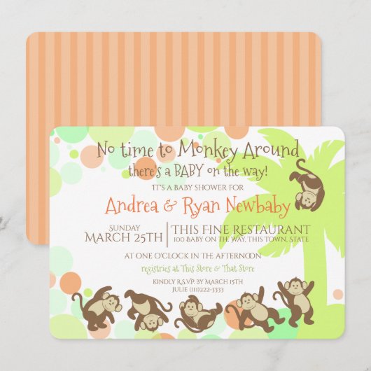 Monkey Oerwoud Baby shower Kaart (Voorkant / Achterkant)