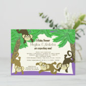 Monkey Oerwoud Baby shower Kaart (Staand voorkant)