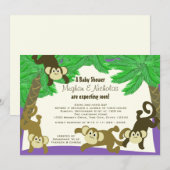 Monkey Oerwoud Baby shower Kaart (Voorkant / Achterkant)
