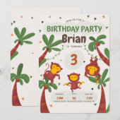 Monkey Oerwoud Birthday Party Kaart (Voorkant / Achterkant)