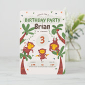 Monkey Oerwoud Birthday Party Kaart (Staand voorkant)