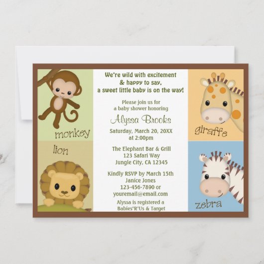 Monkey Oerwoud MONKEY Baby shower nodigt MJS uit Kaart (Voorkant)