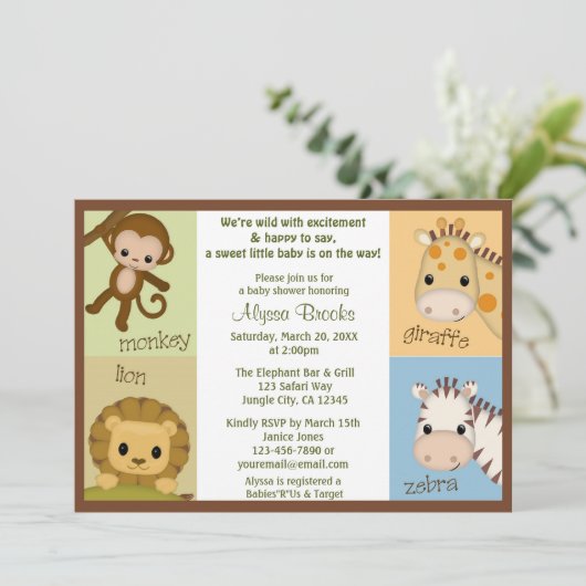 Monkey Oerwoud MONKEY Baby shower nodigt MJS uit Kaart (Staand voorkant)