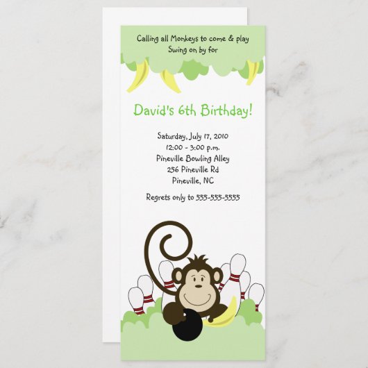 Monkey Oerwoud Safari Bowling Party 4x9 Kaart (Voorkant / Achterkant)