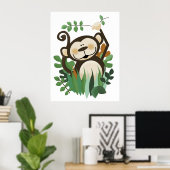 Monkey Oerwoud Safari Wall Art Print (Thuiskantoor)