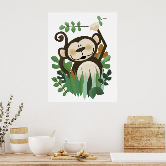 Monkey Oerwoud Safari Wall Art Print (Keuken)