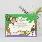 Monkey Oerwoud Verjaardag met Foto Kaart (Staand voorkant)