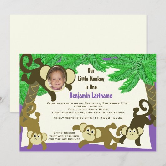 Monkey Oerwoud Verjaardag met Foto Kaart (Voorkant / Achterkant)
