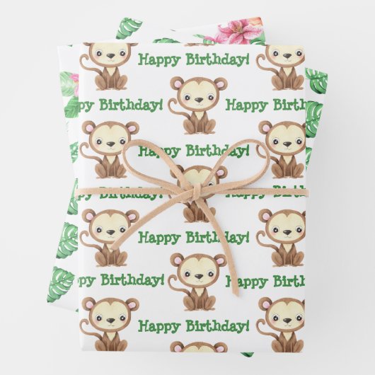 Monkey Oerwoud Wrapping Paper Set (In situ)