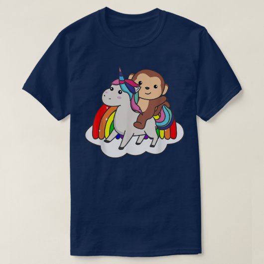 Monkey On Unicorn Rainbow Animals Sweet Monkey Uni T-shirt (Design voorkant)