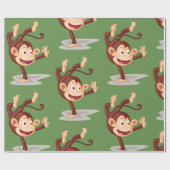 Monkey op een handvol glanzend opvulpapier cadeaupapier (Vlak)