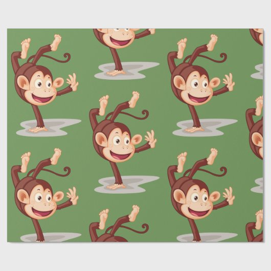 Monkey op een handvol glanzend opvulpapier cadeaupapier (Vlak)