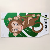 Monkey op een ventilatorhanddoek strandlaken (Voorkant)