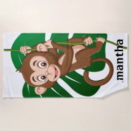 Monkey op een ventilatorhanddoek strandlaken