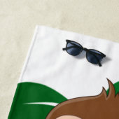 Monkey op een ventilatorhanddoek strandlaken (In situ)