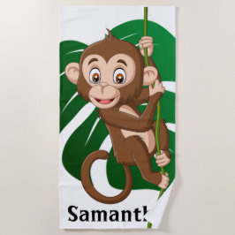 Monkey op een ventilatorhanddoek strandlaken