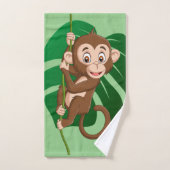 Monkey op een wijnhanddoekset bad handdoek (Handdoek)