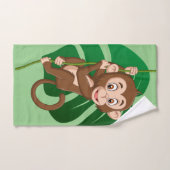 Monkey op een wijnhanddoekset bad handdoek (Handdoek)