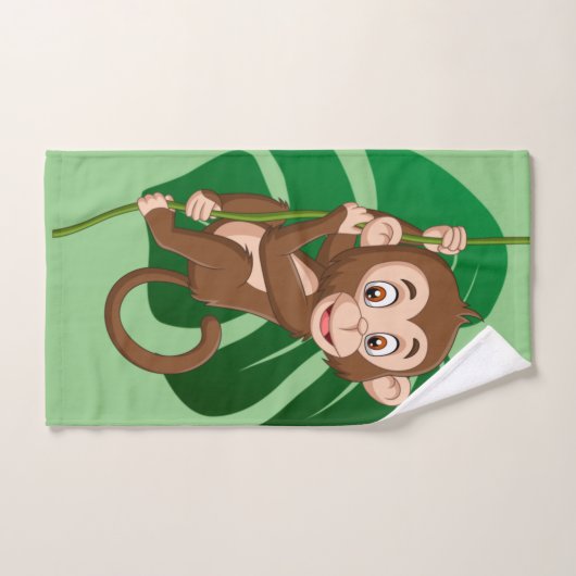 Monkey op een wijnhanddoekset bad handdoek (Handdoek)