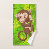 Monkey op een wijnhanddoekset bad handdoek (Handdoek)
