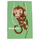 Monkey op een wijntas met cadeau medium cadeauzakje (Voorkant)