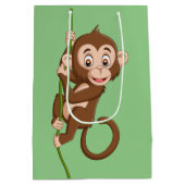 Monkey op een wijntas met cadeau medium cadeauzakje (Achterkant)