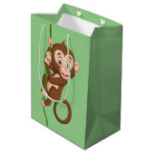 Monkey op een wijntas met cadeau medium cadeauzakje (Achterkant Gekanteld)