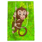 Monkey op een wijntas met cadeau medium cadeauzakje (Achterkant)