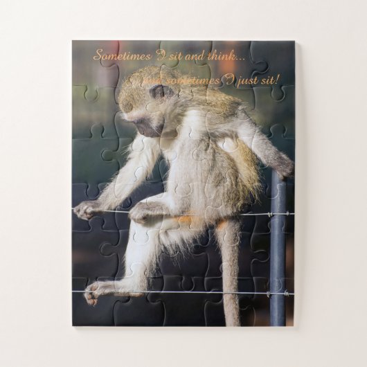 Monkey op hek met grappige Quote Puzzle Legpuzzel (Verticaal)