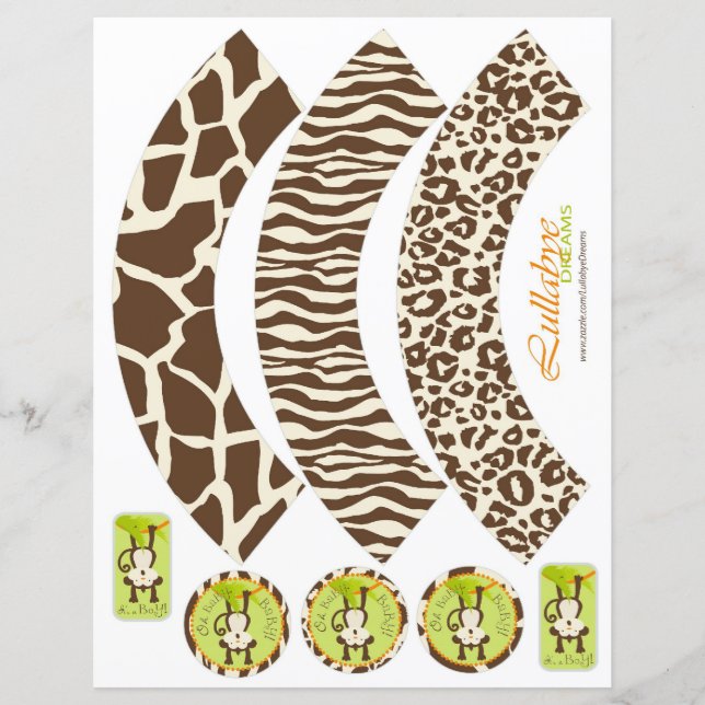 Monkey & Pacifier Animal Print Cupcake Wrappers (Voorkant)