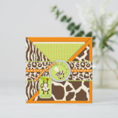 Monkey & Pacifier Safari Animal Print Baby shower Kaart (Staand voorkant)