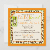 Monkey & Pacifier Safari Animal Print Baby shower Kaart (Achterkant)