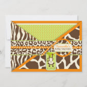 Monkey & Pacifier Safari Animal Print Baby shower Kaart (Voorkant)