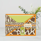 Monkey & Pacifier Safari Animal Print Baby shower Kaart (Staand voorkant)