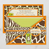 Monkey & Pacifier Safari Animal Print Baby shower Kaart (Voorkant / Achterkant)