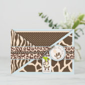 Monkey & Pacifier Safari Animal Print Baby shower Kaart (Staand voorkant)