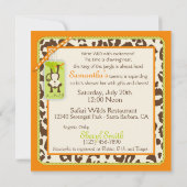 Monkey & Pacifier Safari Animal Print Baby shower Kaart (Achterkant)