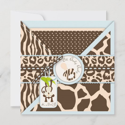 Monkey Pacifier Safari Oerwoud Baby shower Kaart (Voorkant)