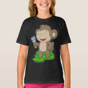 Monkey Painter Paint penseel Schilderen T-shirt