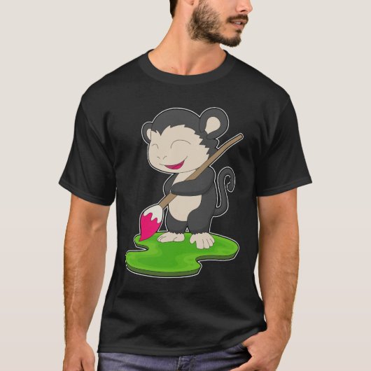 Monkey Painter Paintbrush Painting T-shirt (Voorkant)