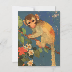  Monkey Painting Briefkaart