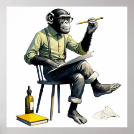 Monkey Paiter draagt zonnebril Poster