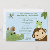 MONKEY Papagayo Baby shower nodigblue PML-B Kaart (Voorkant)