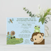 MONKEY Papagayo Baby shower nodigblue PML-B Kaart (Staand voorkant)