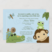 MONKEY Papagayo Baby shower nodigblue PML-B Kaart (Voorkant / Achterkant)