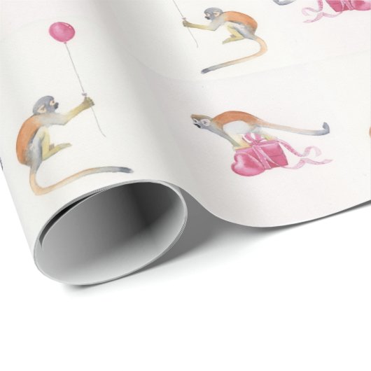 Monkey Party Birthday Gift Wrap Cadeaupapier (Rol Hoek)